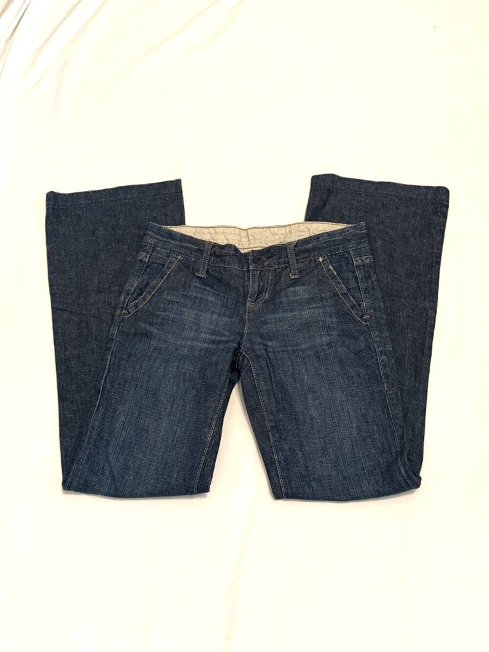 GAP 1969 Distressed Y2K Retro Wide Leg Low Rise Blue Jeans 2R Whiskering '00s